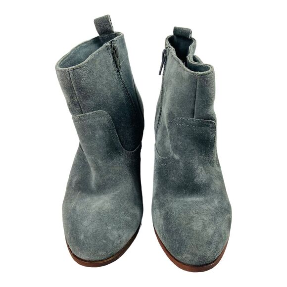 Diba Sophia Womens Gray Suede Ankle Booties Zip Block Heels Snap Button US 8.5 - Picture 4 of 10